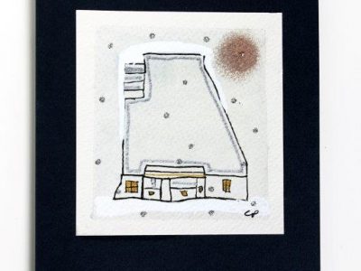 Chalet di montagna [decorazione a mano su sfondo a tecnica mista] - 2,00€