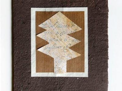 Arbusto natalizio [decorazione e collage su biglietto in carta riciclata] - 2,40€